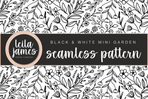 Black/White Mini Garden Seamless Pattern