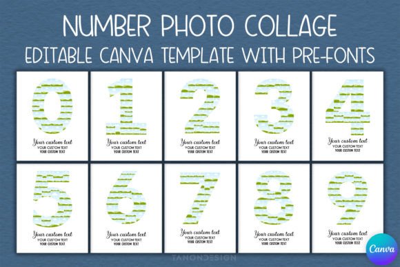 0-9 Number Photo Collage Editable Canva