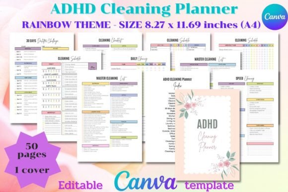ADHD Cleaning Planner - CANVA Editable