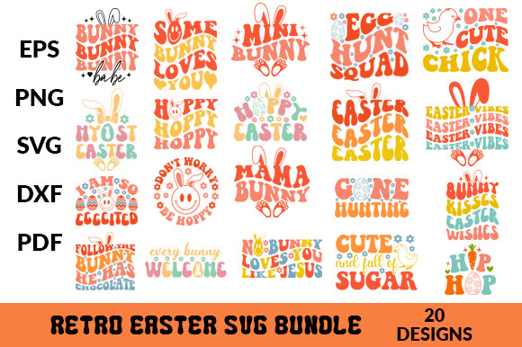 Retro Easter Svg Bundle Graphic by Cute Paw · Creative Fabrica