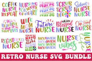 Retro Nurse SVG Bundle Graphic by MightyPejes · Creative Fabrica