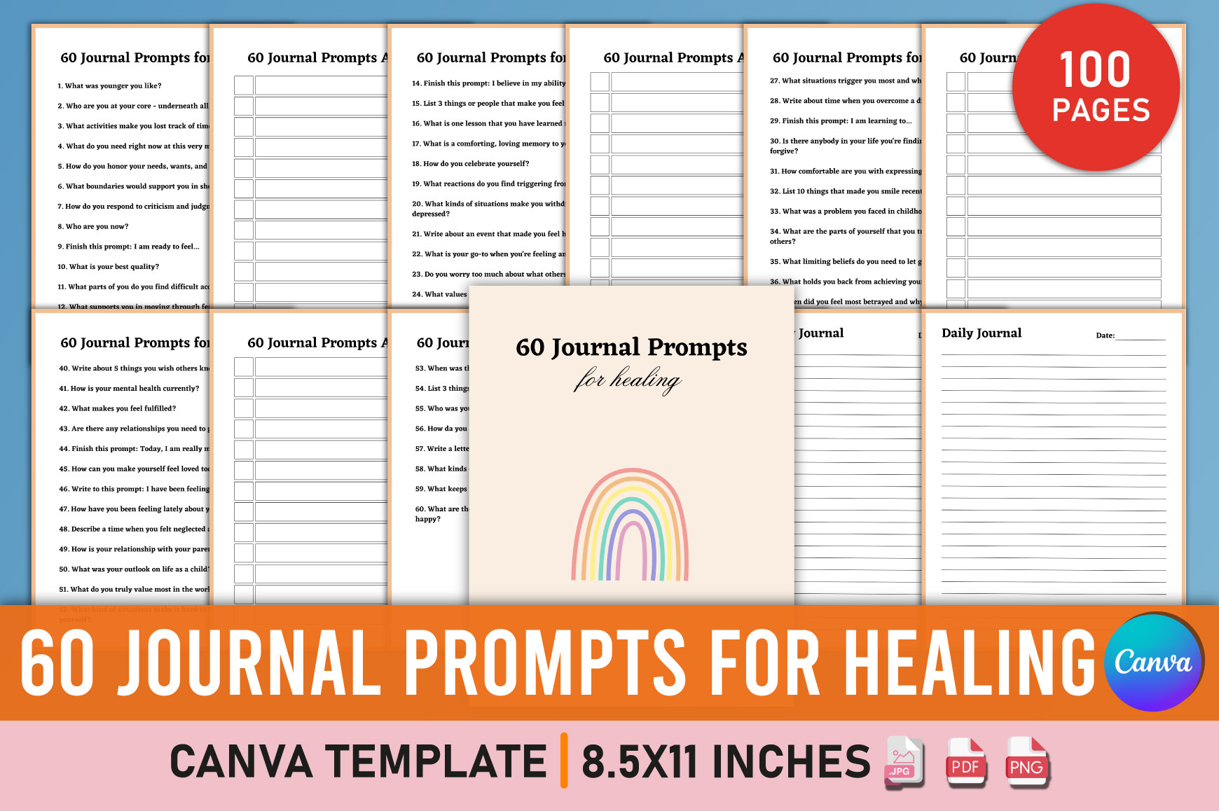 60 Journal Prompts for Healing Canva Graphic by Mustafiz · Creative Fabrica