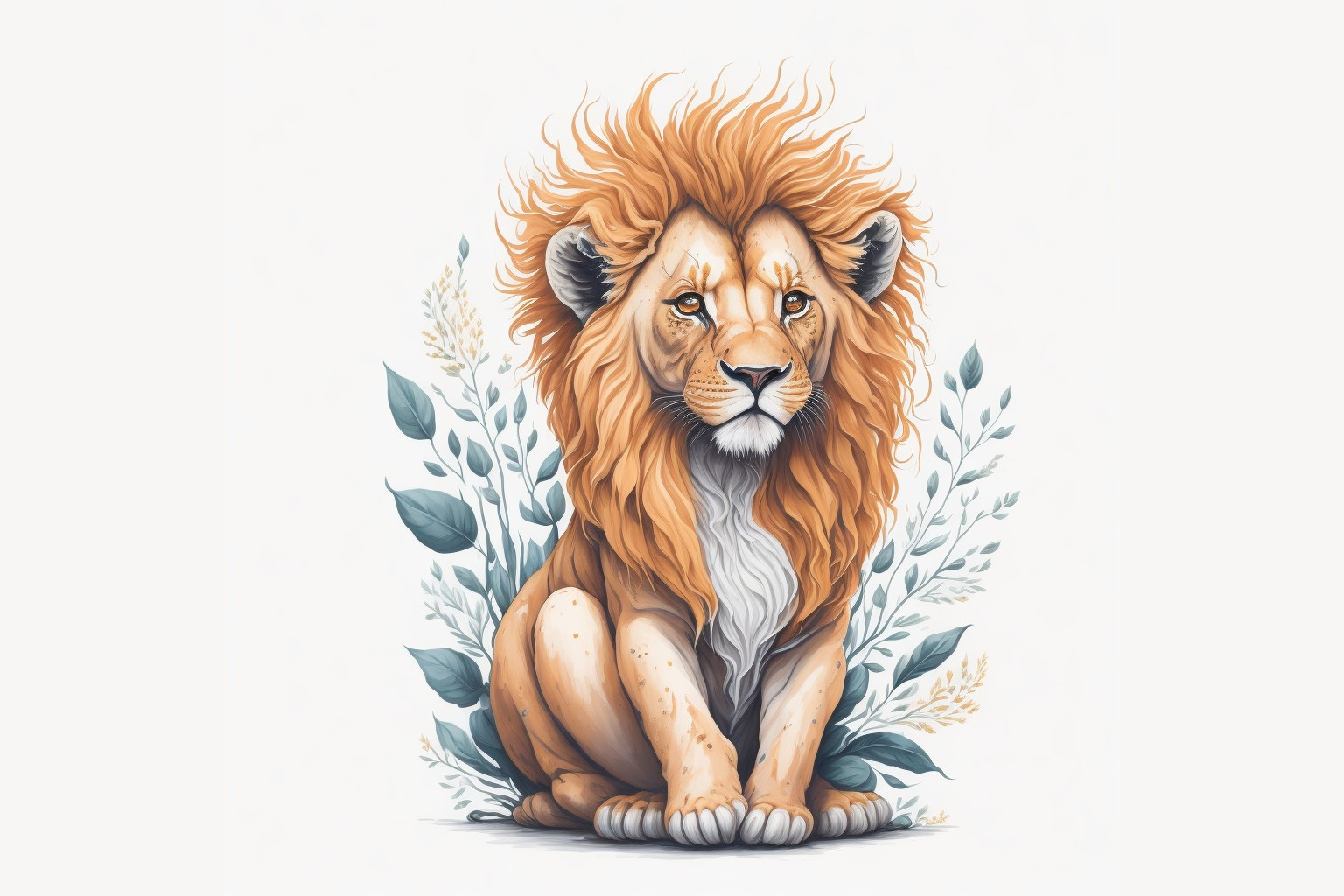 Cute Baby Lion Floral Watercolor 2 Graphic by 1xMerch · Creative Fabrica