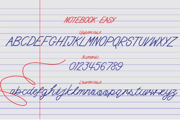 Notebook Easy Font PNG with transparent background - Preview 3