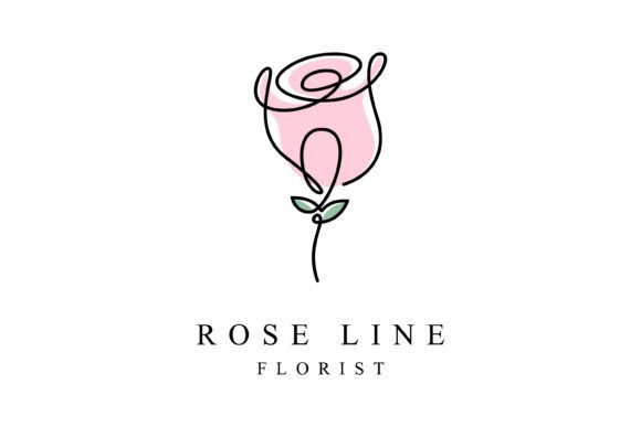 Outline Rose Flower Logo Design