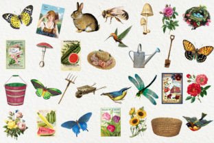 Vintage Garden Clipart Graphic by NiftyCraftyHouse · Creative Fabrica