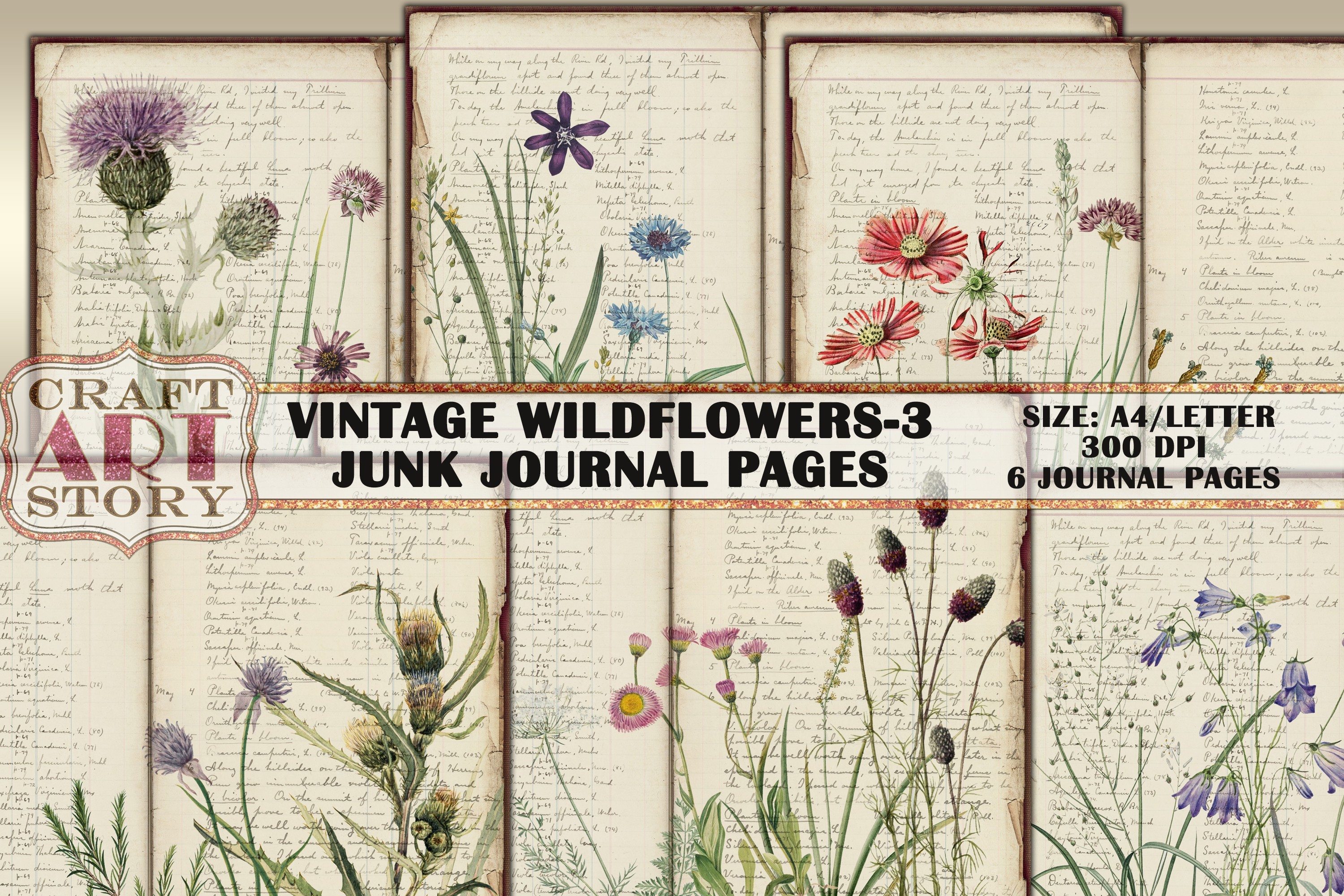 Botanical Wildflowers Junk Journal Graphic by CraftArtStory · Creative ...