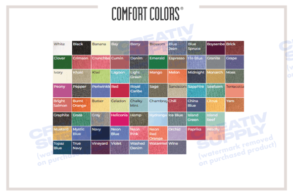 Color Chart Comfort Colors 1717 Shirt Gráfico por CreativSupply ...