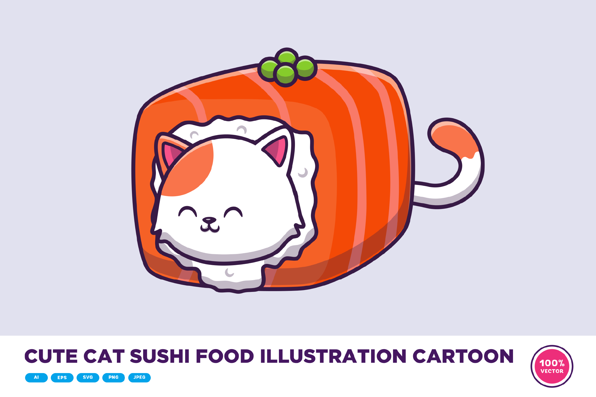 Cute Cat Sushi Food Illustration Cartoon