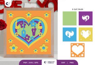 LOVE Heart Shape Shadow Box SVG · Creative Fabrica