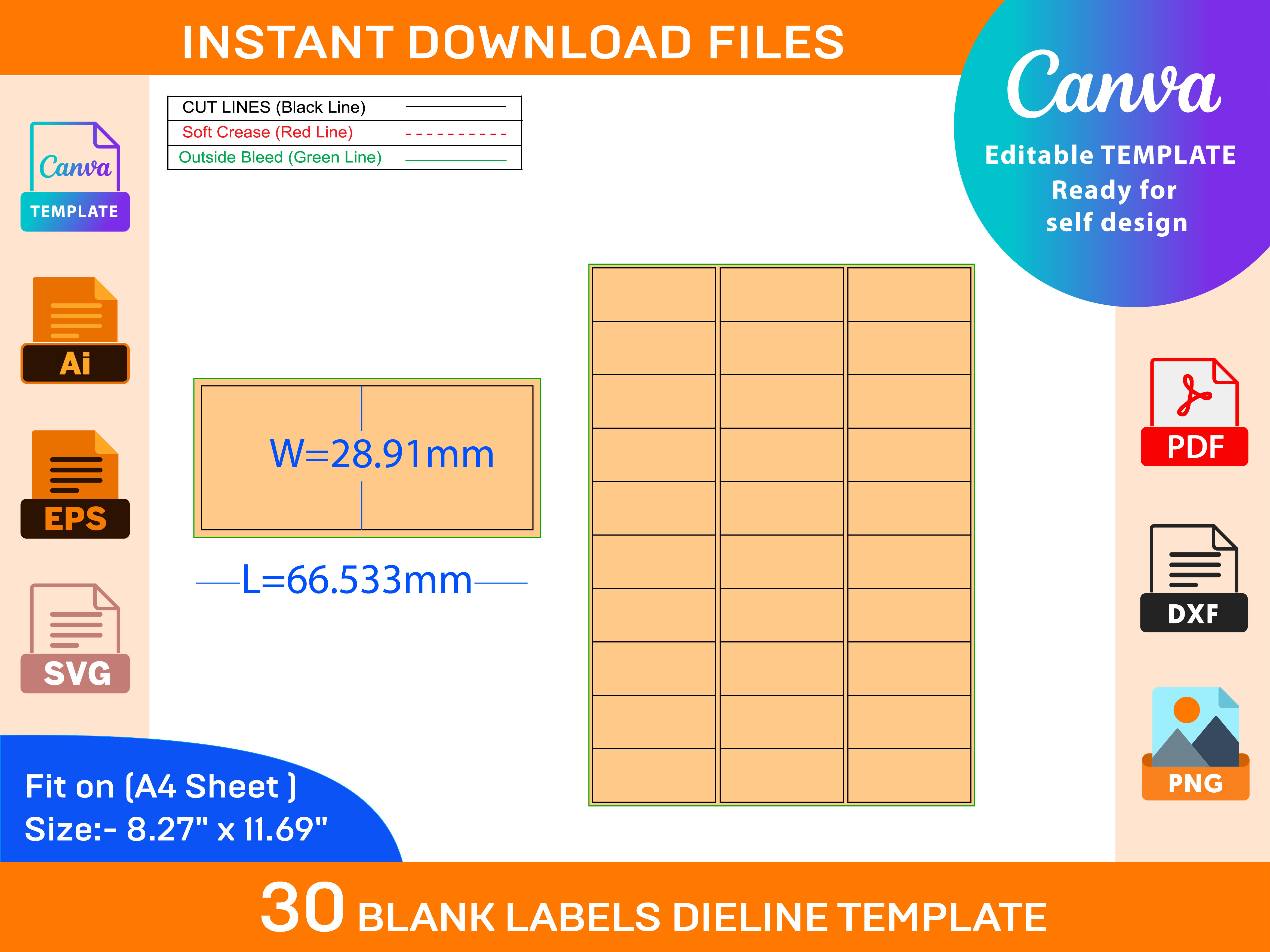 30 Adhesive Address Labels Dieline Graphic by DesignConcept · Creative ...