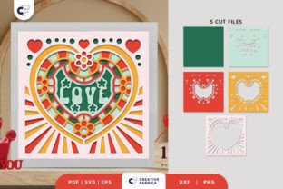 Valentines Retro Love 3D Shadow Box SVG · Creative Fabrica
