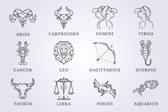 Set of Zodiac Astrology Horoscope Sign L