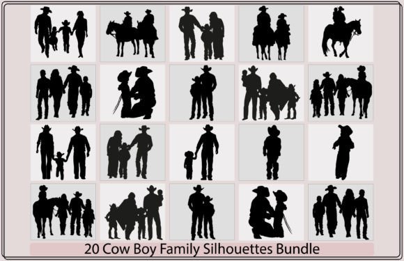 Cowboy Family Silhouette Bundle