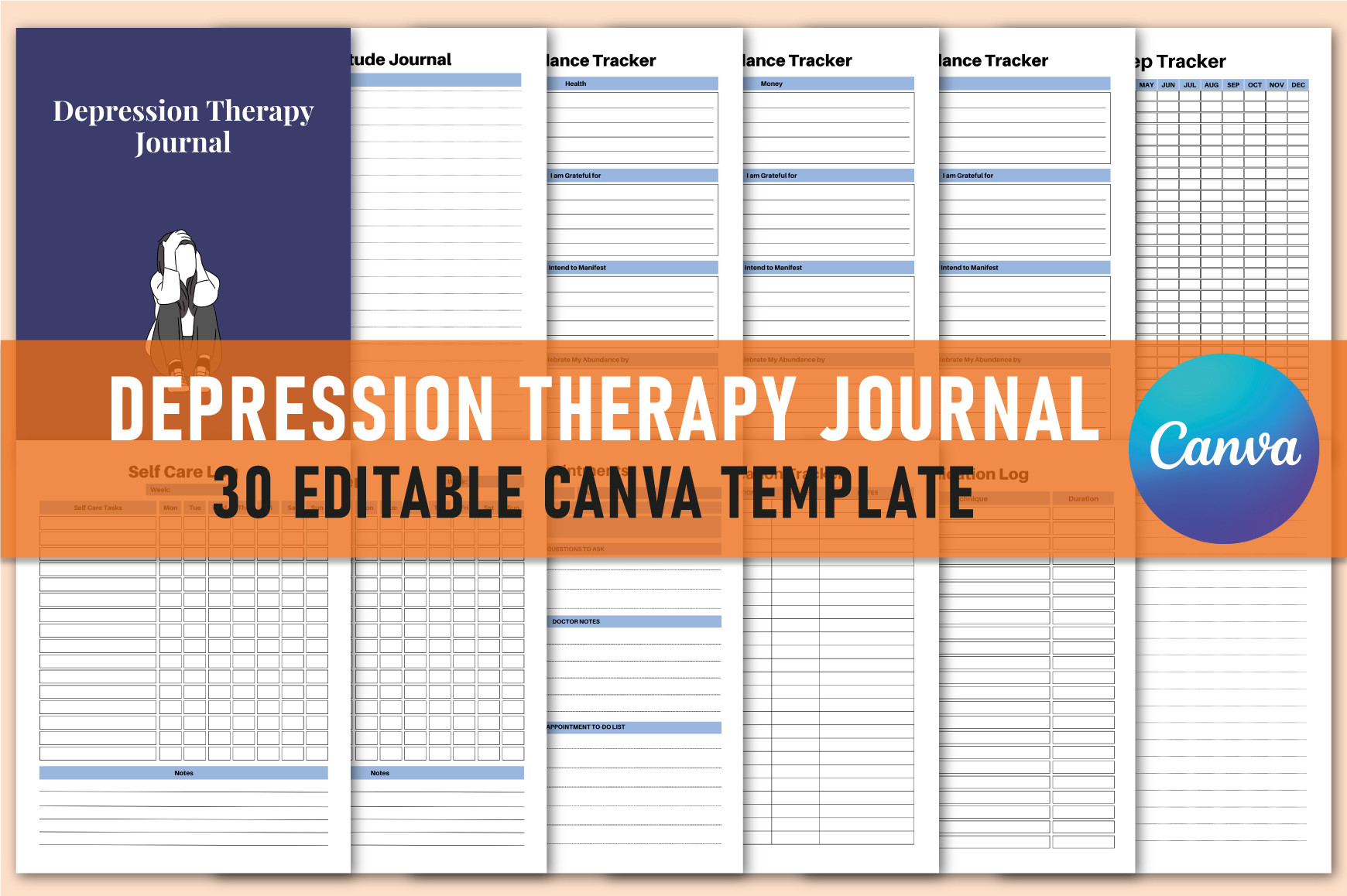 Depression Therapy Journal for Canva Graphic by Shumaya · Creative Fabrica
