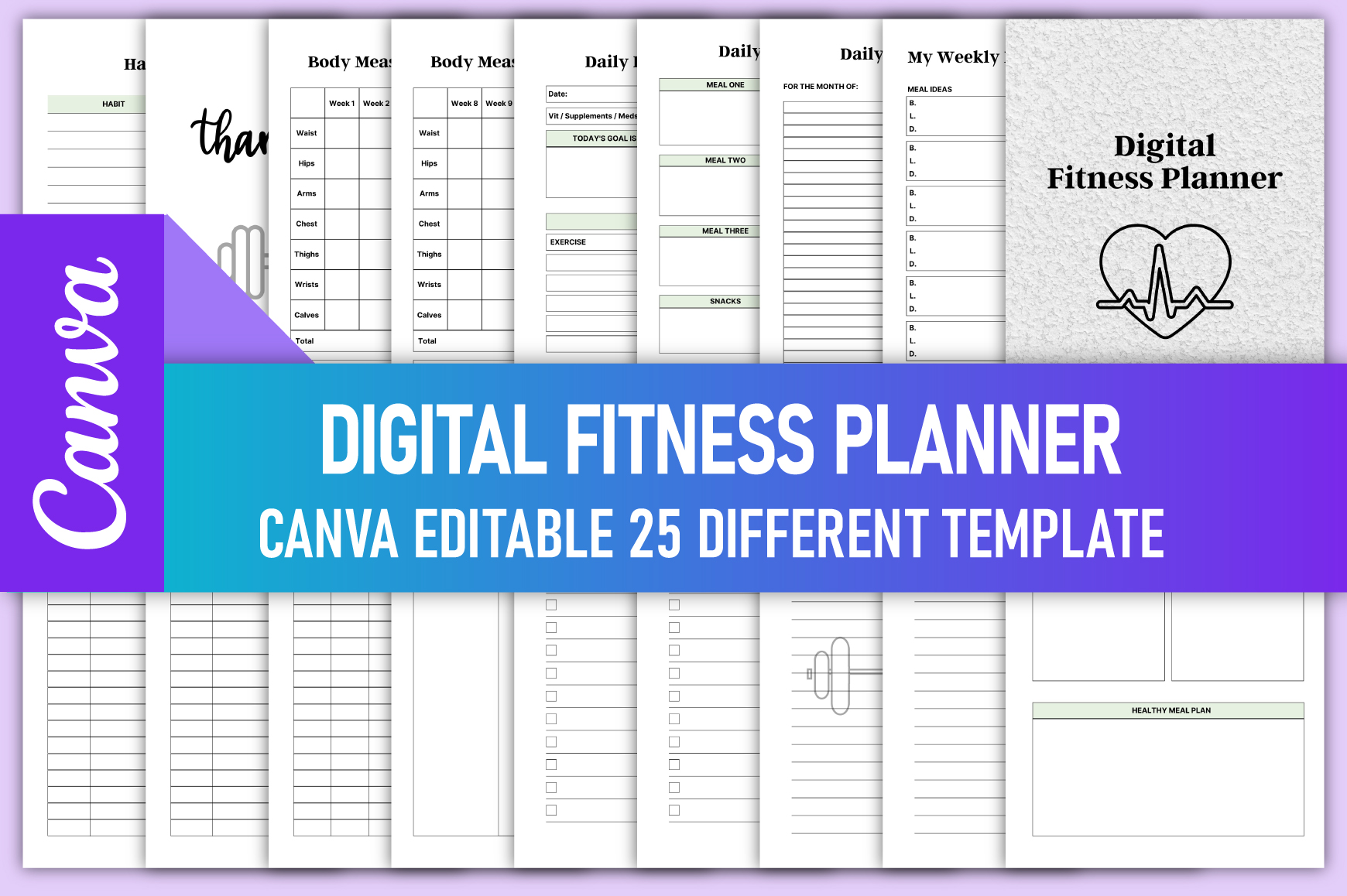 Digital Fitness Planner Canva Template Graphic by rahimaartwork077 · Creative Fabrica
