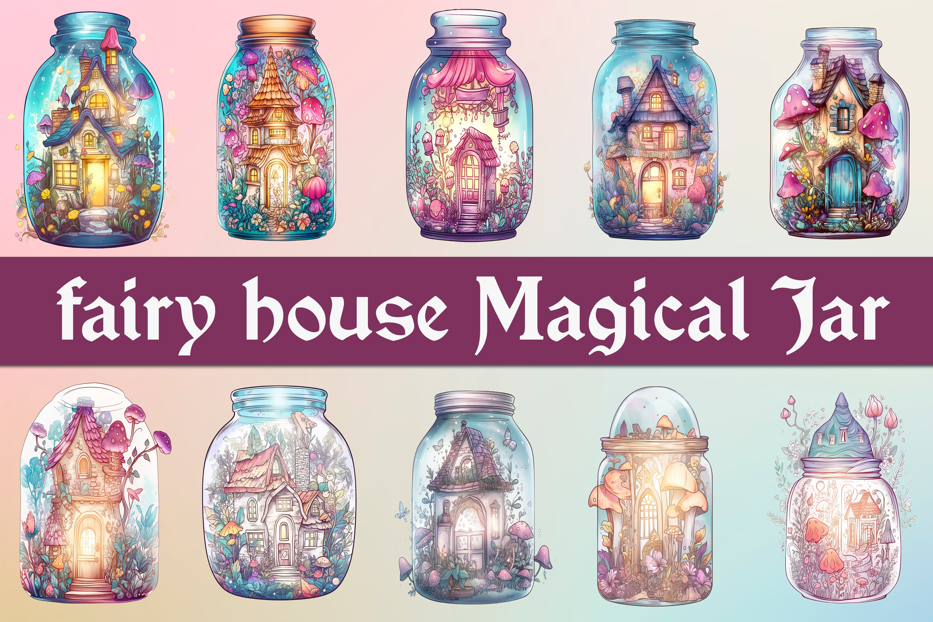 Fairy House Magical Jar Clipart Graphic by Pro Designer Team · Creative ...