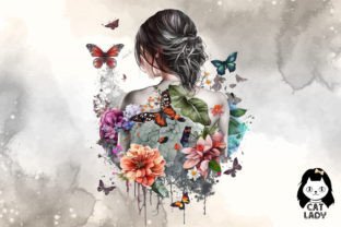 Flower Girl with Butterfly Sublimation Graphic by Cat Lady · Creative ...
