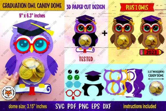 Graduation Owl Candy Dome Svg Graphics 1