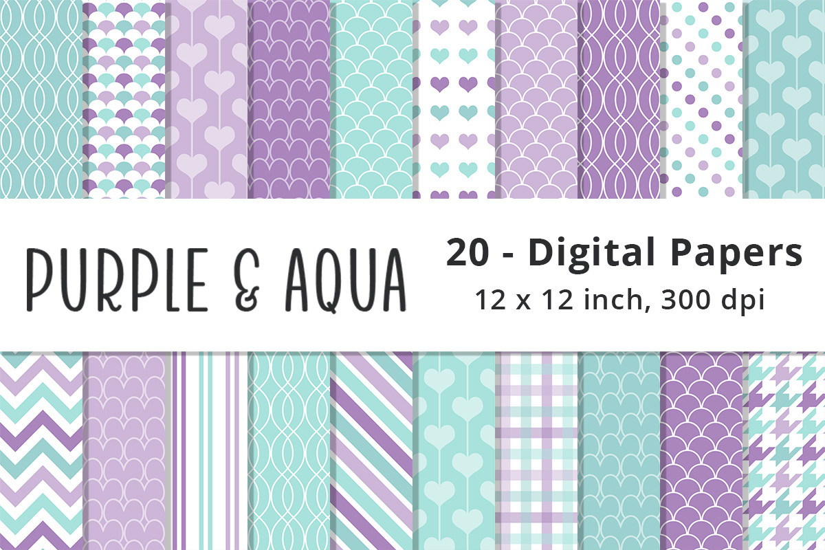 Mermaid Purple and Aqua Digital Paper