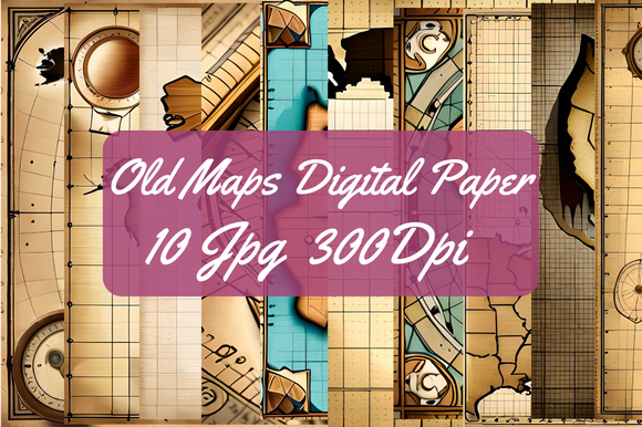 Old Maps Digital Paper Graphic by Graphics XT · Creative Fabrica