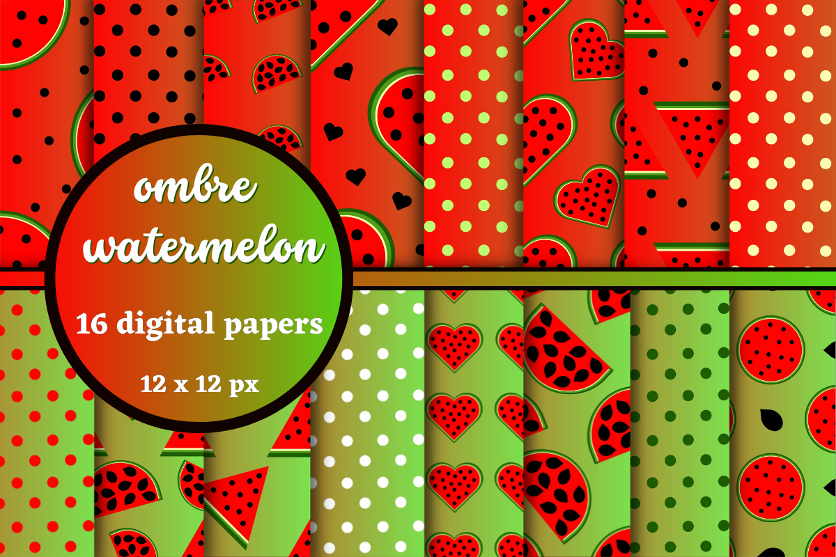 Ombre Watermelon Digital Paper Graphic by lam designs · Creative Fabrica