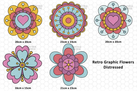 Retro Elements - Flower Graphics Graphic by Karma Genie · Creative Fabrica