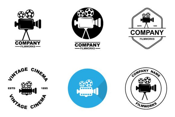 Set of Vintage Camera Video Logo Image