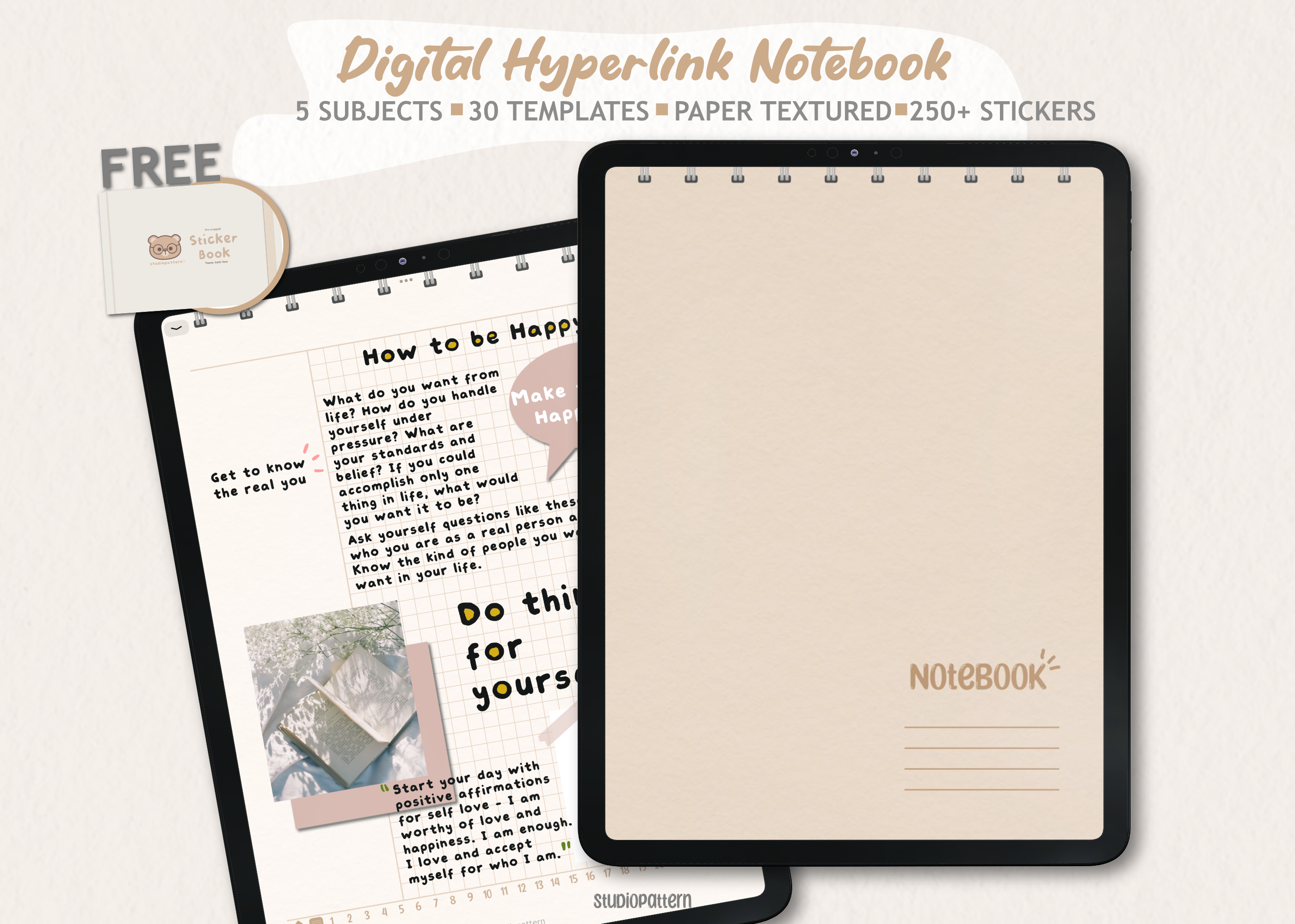 Digital Notebook 5 Hyperlinked Tab Graphic by studiopattern · Creative ...