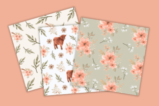 Highland Cow Floral Paper Pack Graphic by Shabby paper boutique ...