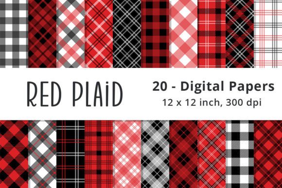 Red and Black Plaid Digital Paper