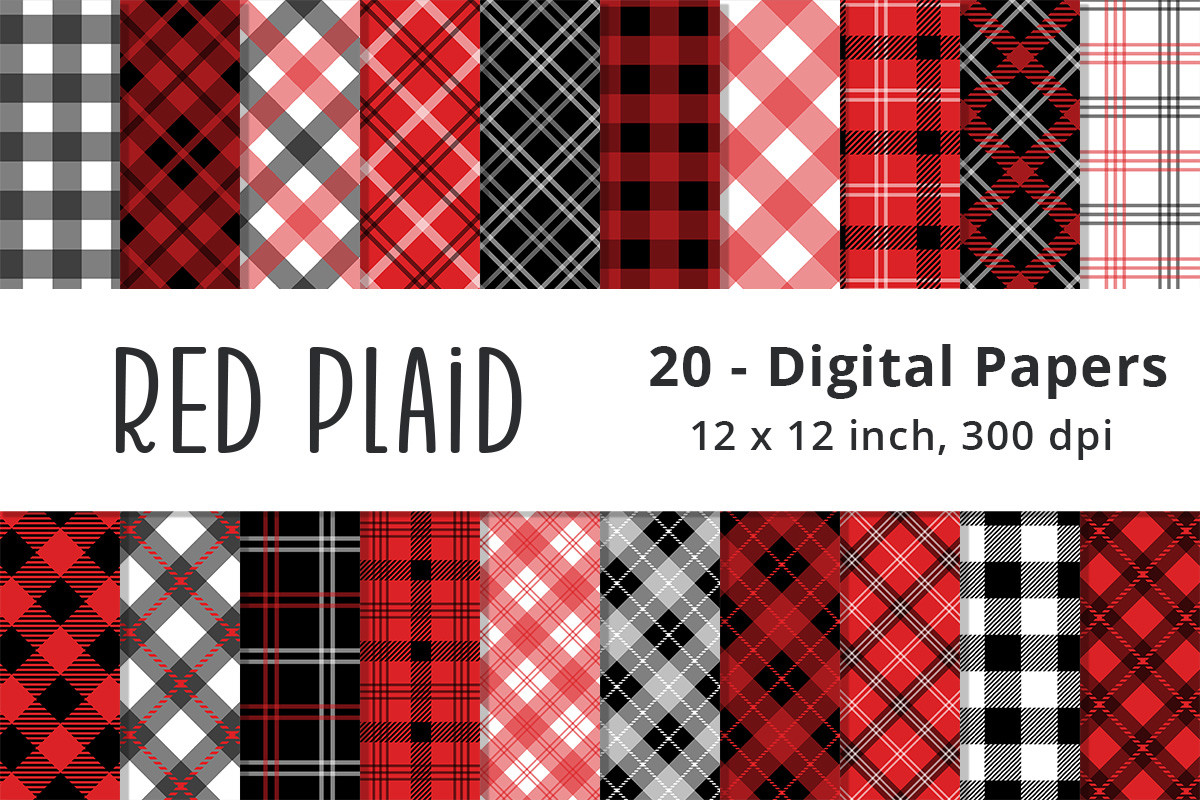 Red and Black Plaid Digital Paper