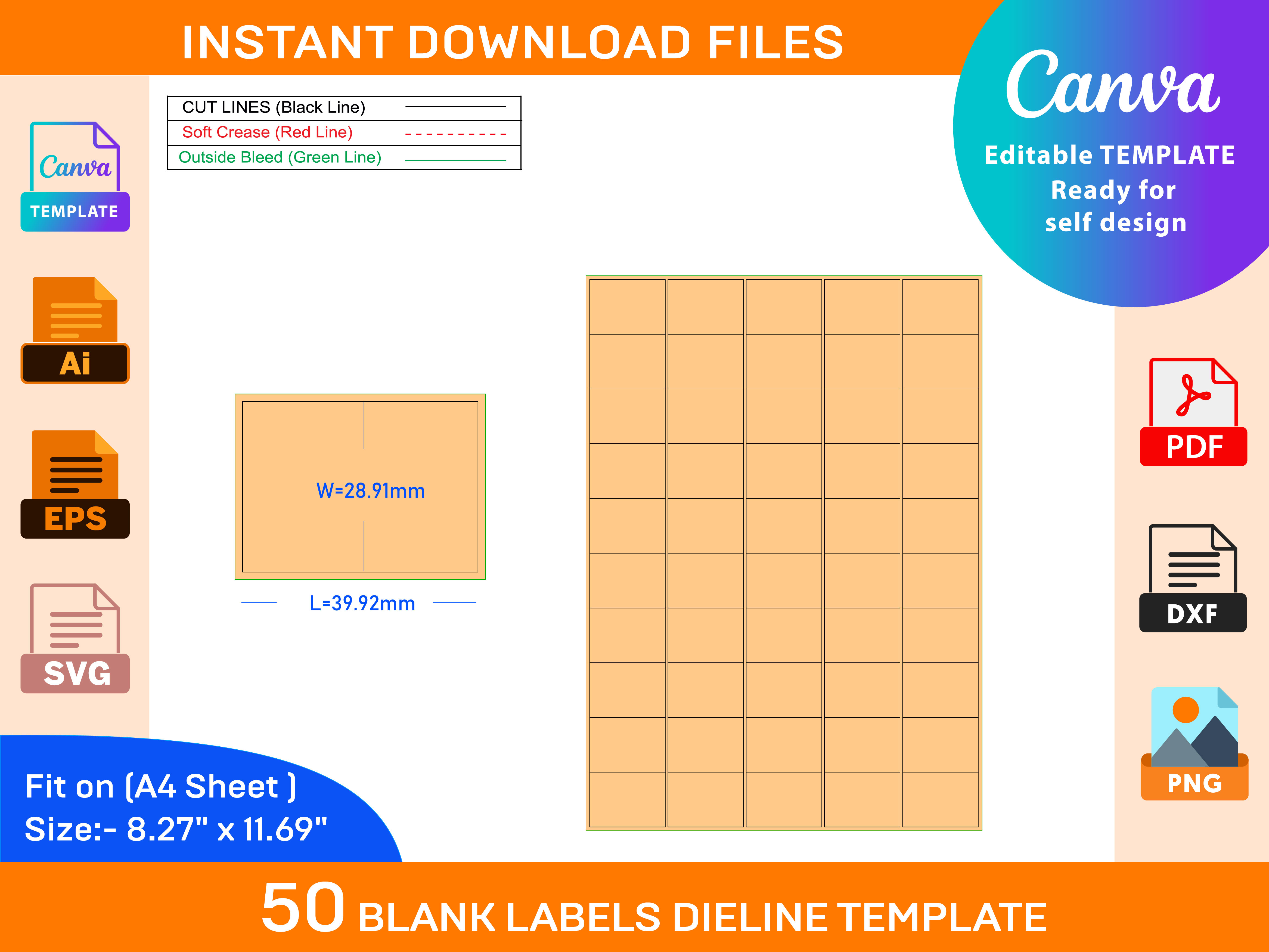 50 Adhesive Address Labels Dieline Graphic by DesignConcept · Creative ...