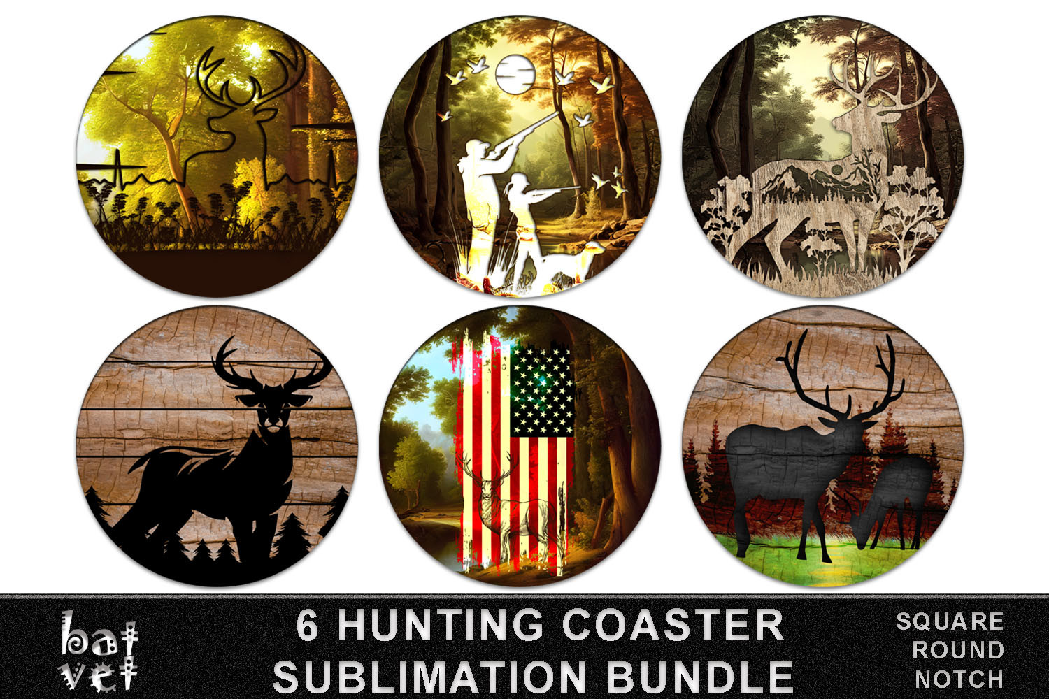 Hunting Coaster Sublimation PNG Bundle