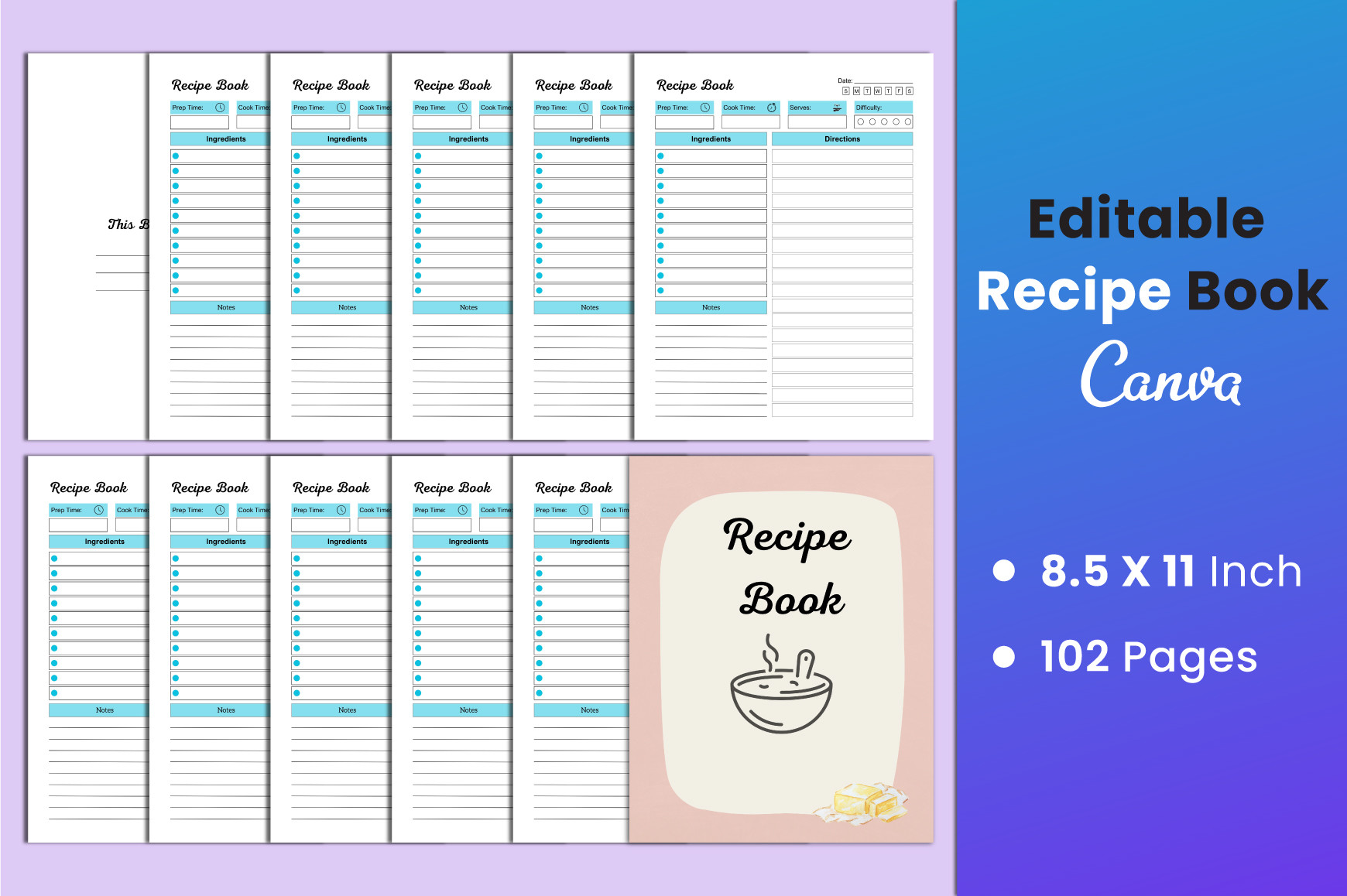 Editable Recipe Book Canva Interior Graphic by munjixpro · Creative Fabrica