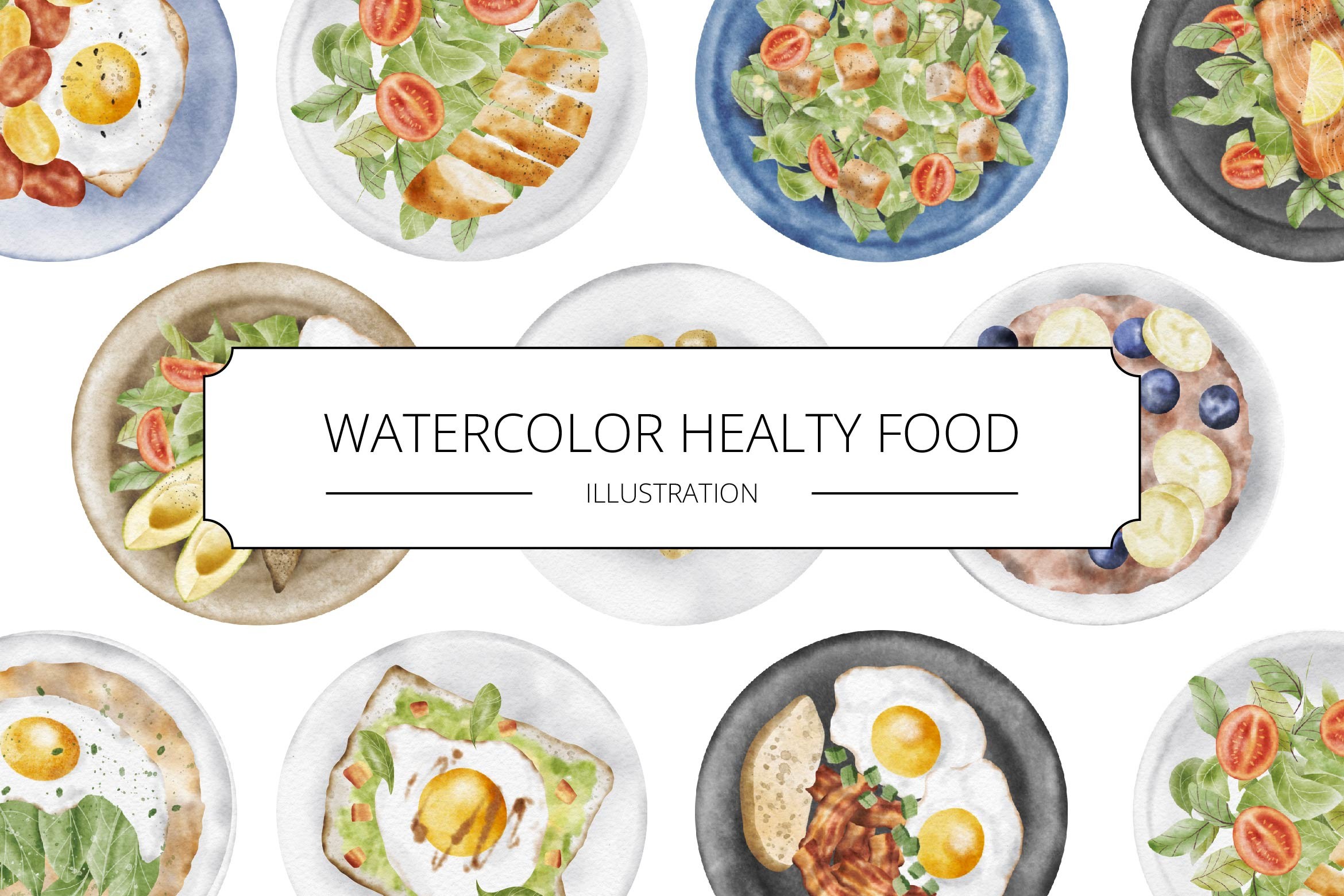 Watercolor Healthy Food Illustration