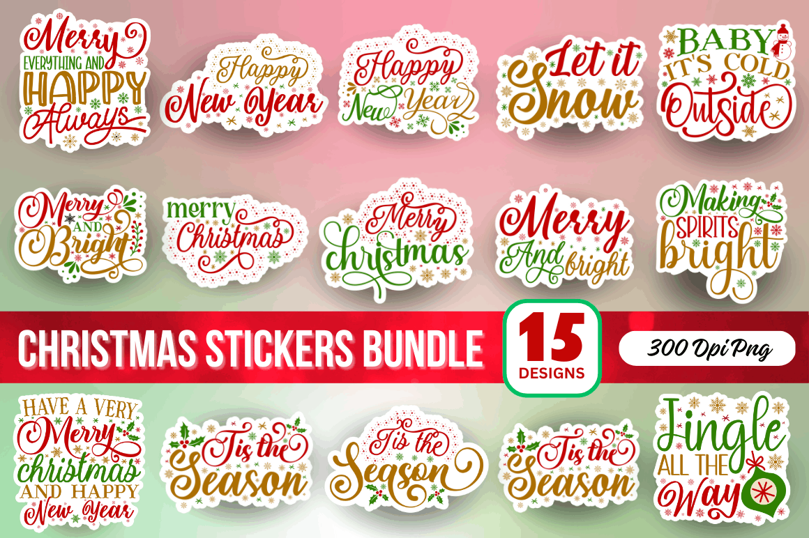 Christmas Stickers Bundle Graphic by Regulrcrative · Creative Fabrica