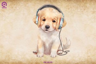 Golden Retriever Wearing Headphone Graphic by Quoteer · Creative Fabrica
