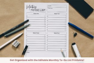 Monthly to Do List Printable Graphic by SnapyBiz · Creative Fabrica