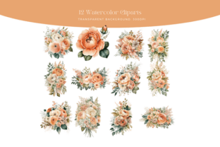 Peach Flowers Watercolor Clipart Graphic by Cecily Arts · Creative Fabrica