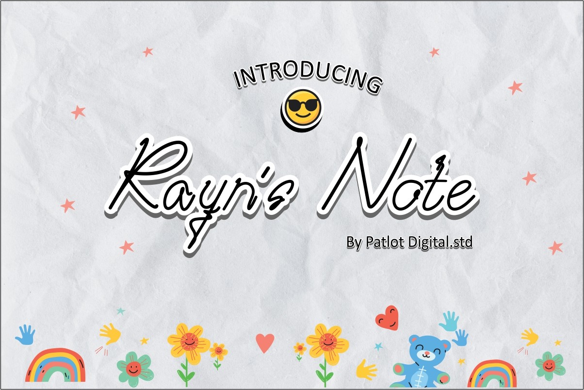 Rayn's Note preview, note style handwriting font for small labels
