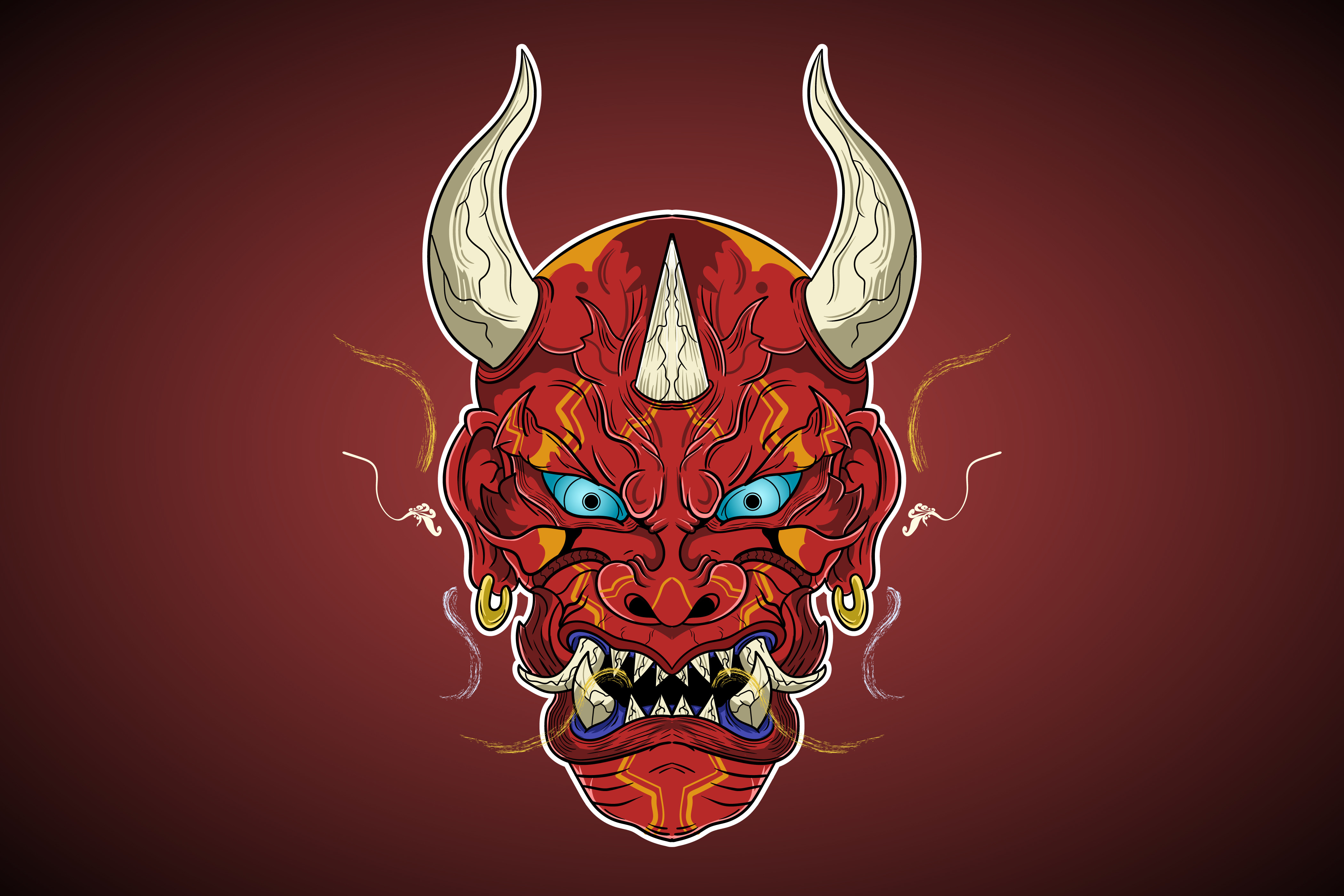 Red Fire Oni Japanese Demon Vector Graphic by Eija Inspire