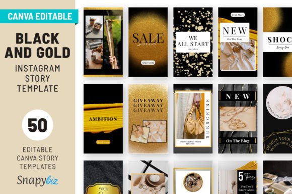 Black Gold Instagram Canva Story Temp Graphics