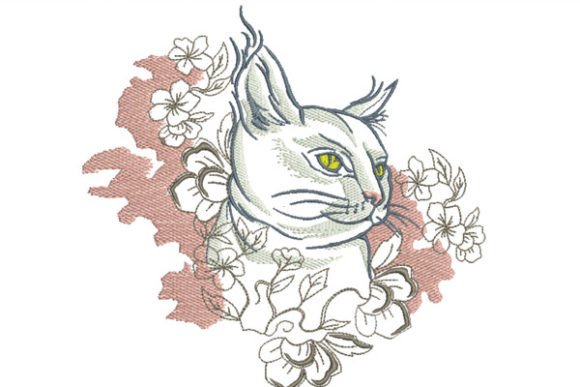 Cat with Flowers