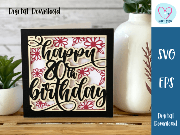 Happy 80th Birthday Card SVG