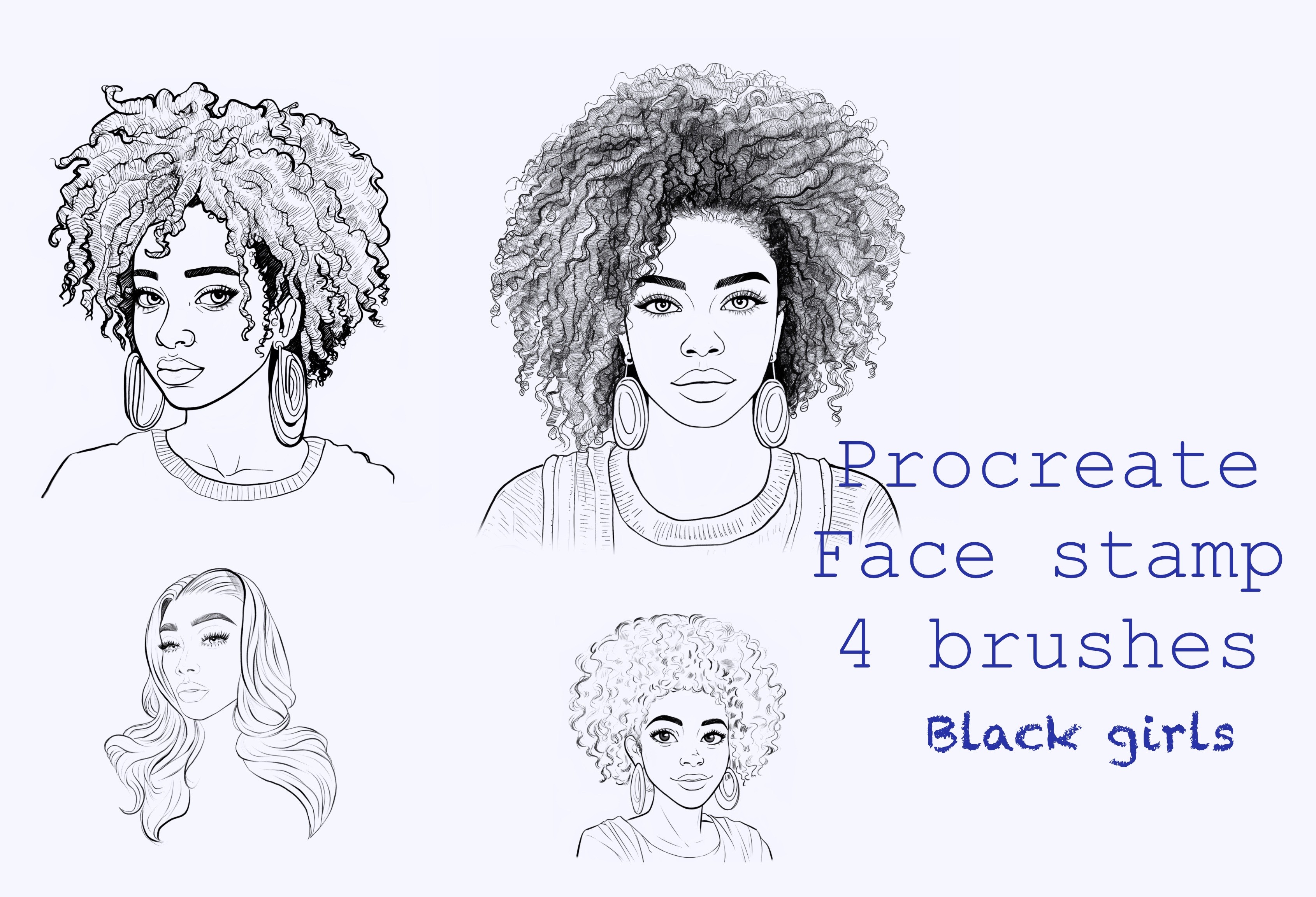 Procreate Stamp Black Girls, Brushes