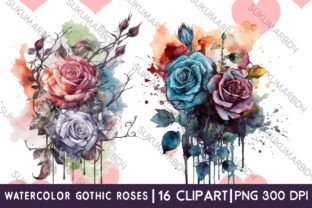 Watercolor Gothic Roses Clipart Graphic by sukumarbd4 · Creative Fabrica