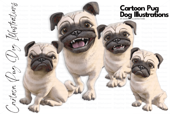 Cute cartoon pug face illustration SVG for Cricut single-color vinyl tumbler decal