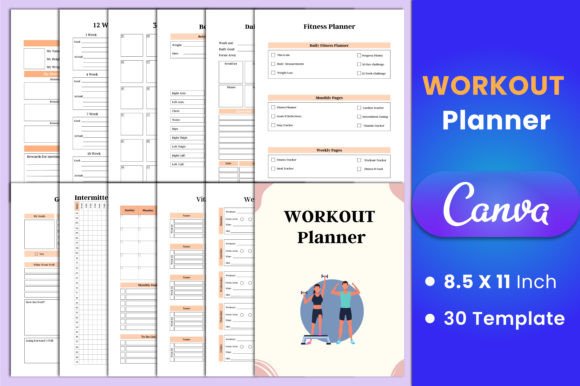 Editable Workout Planner Canva Template