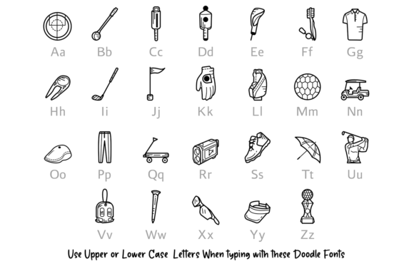 Golf Doodle Font PNG with transparent background - Preview 1